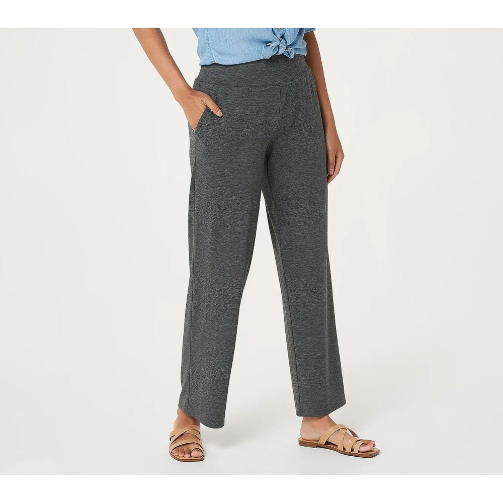 Elizabeth & Clarke Pants Straight Leg w/ WaistShape & StainTech Heather Grey LRG